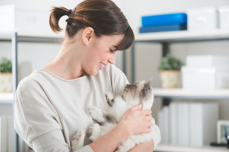 Gatto in braccio ad una donna