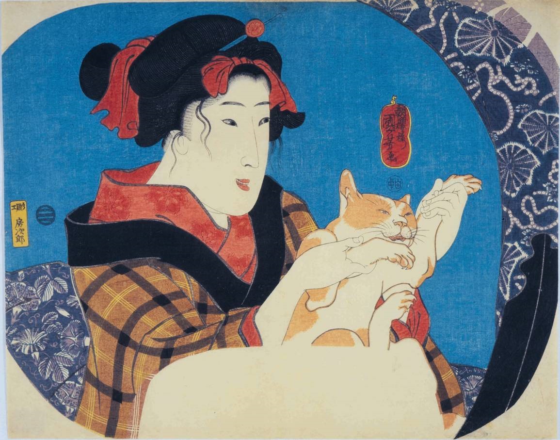 disegno-gatto-con-donna-giapponese