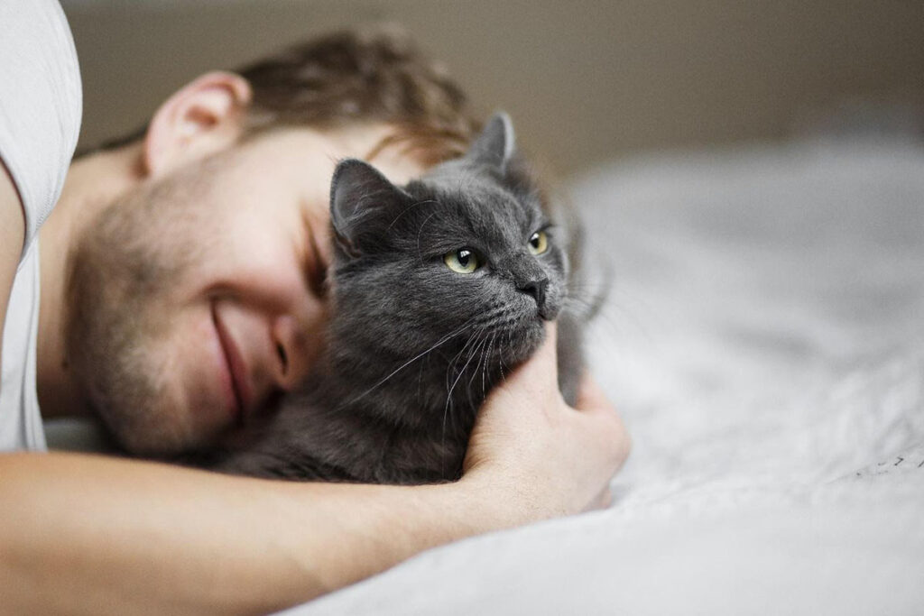 gatto e umano che si vogliono bene