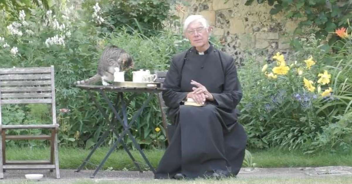 religioso insieme a un gatto