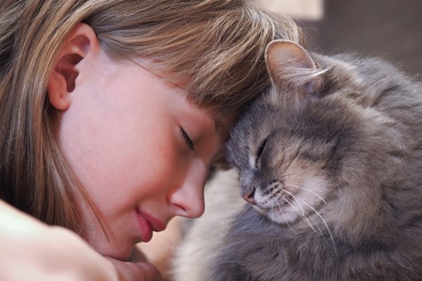 bambina con il suo gatto