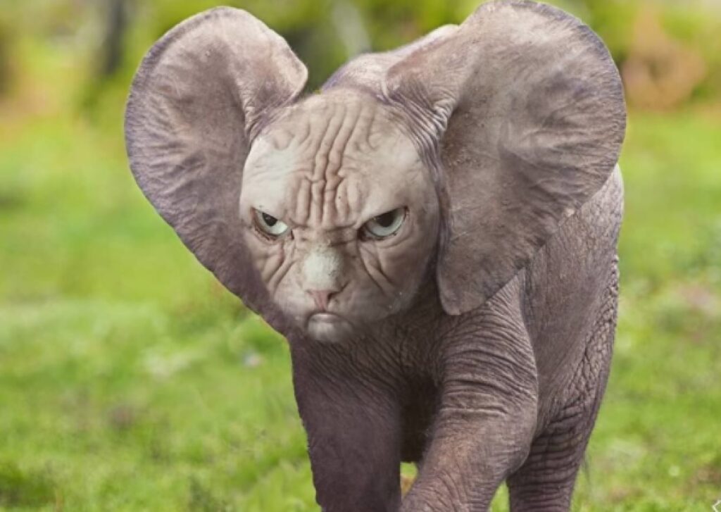 elefante faccia da gatto