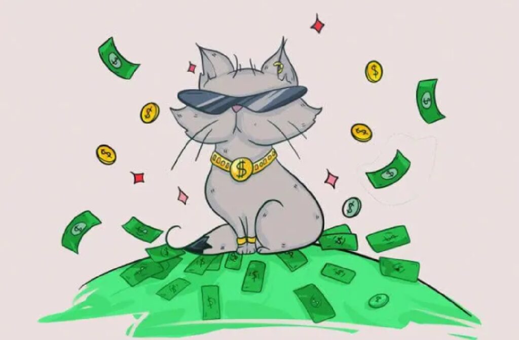 gatto occhiali e denaro