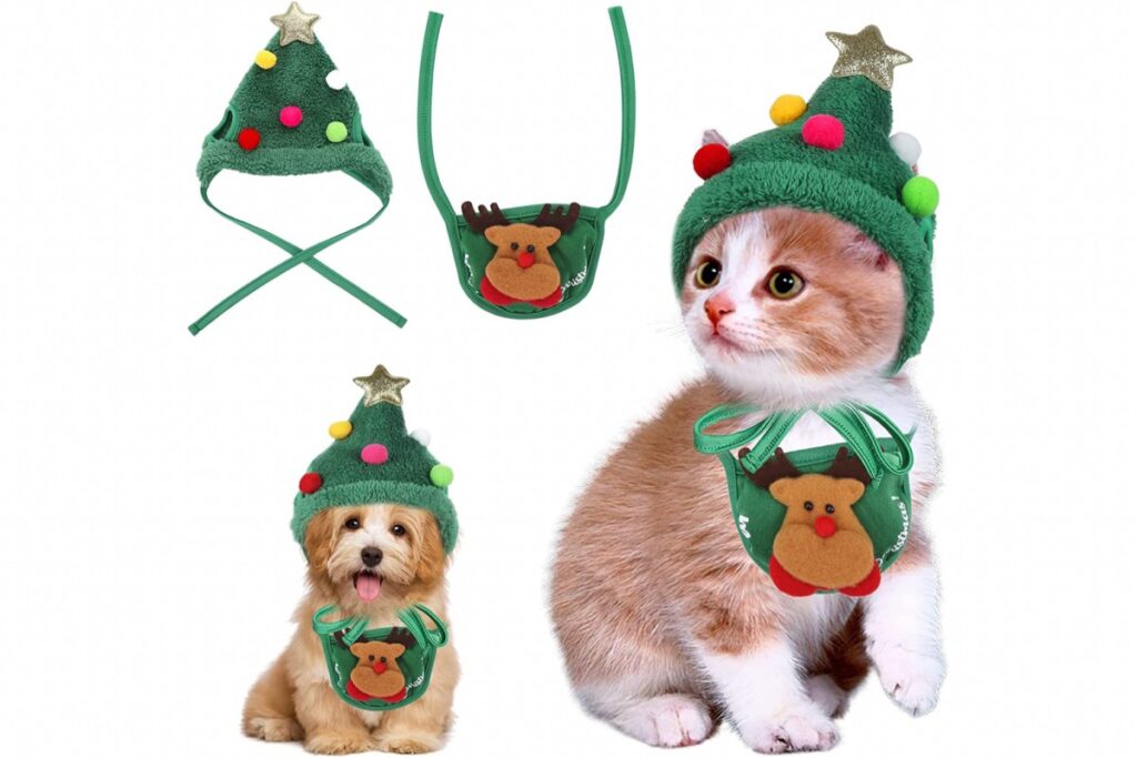 set di vestiti natalizi per gatti carini con campane Costume natalizio per gatto EDAGNY® Costume da gatto natalizio Set L Mantello da gatto regolabile per decorazioni natalizie 