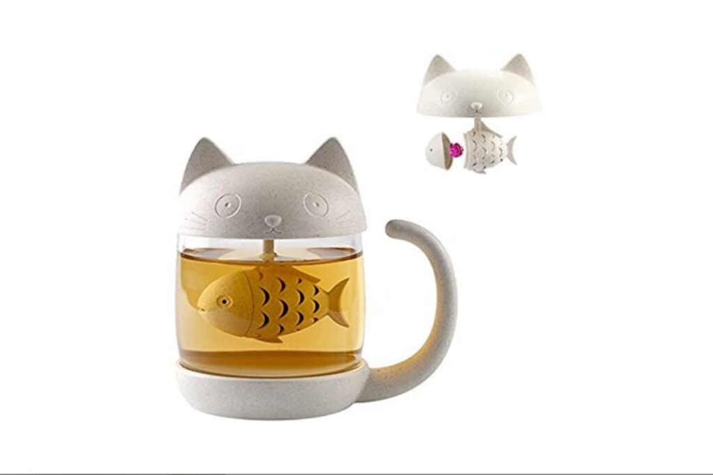 tazza con infusore a tema gatto