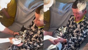 Bimbo piange di gioia grazie ad un regalo speciale: un piccolo gattino!