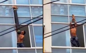L’operaio rischia la vita per salvare un gattino che sta per cadere dal quinto piano (VIDEO)