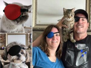 uomo con micio sulla spalla