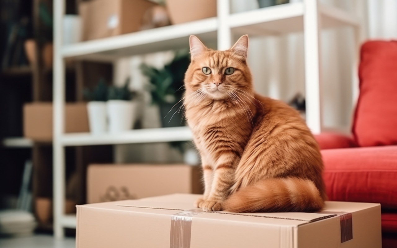 gatto su una scatola di cartone