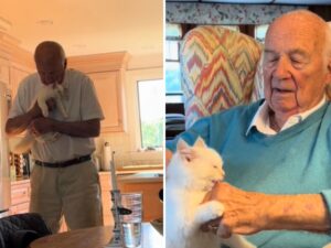 Il nonno di 92 anni ha un legame così profondo con il gatto che tutti rimangono di stucco quando li vedono